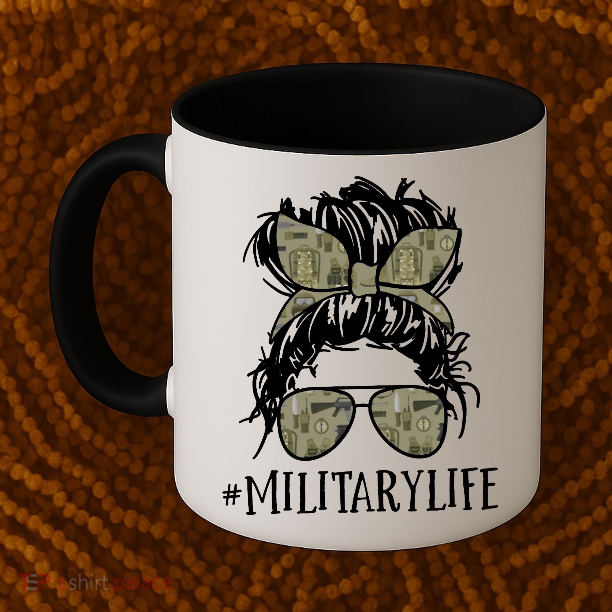 Military Life Messy Bun Wife Coffee Mug