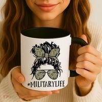 Military Life Messy Bun Wife Coffee Mug thumb 3