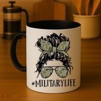 Military Life Messy Bun Wife Coffee Mug thumb 4