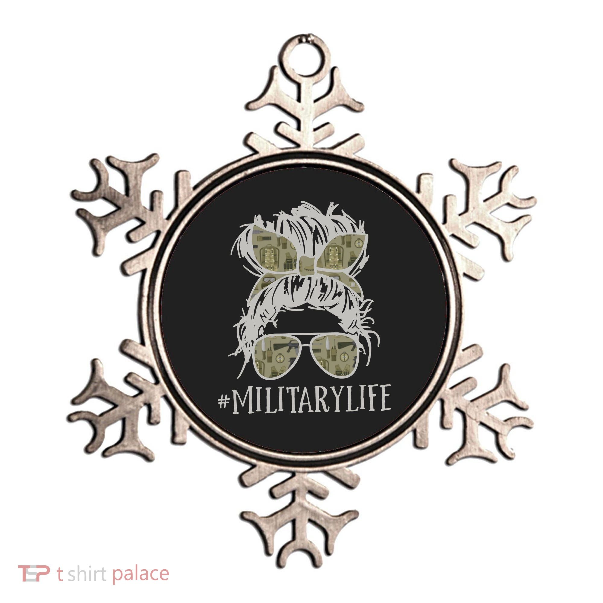 Military Life Messy Bun Wife Ornament