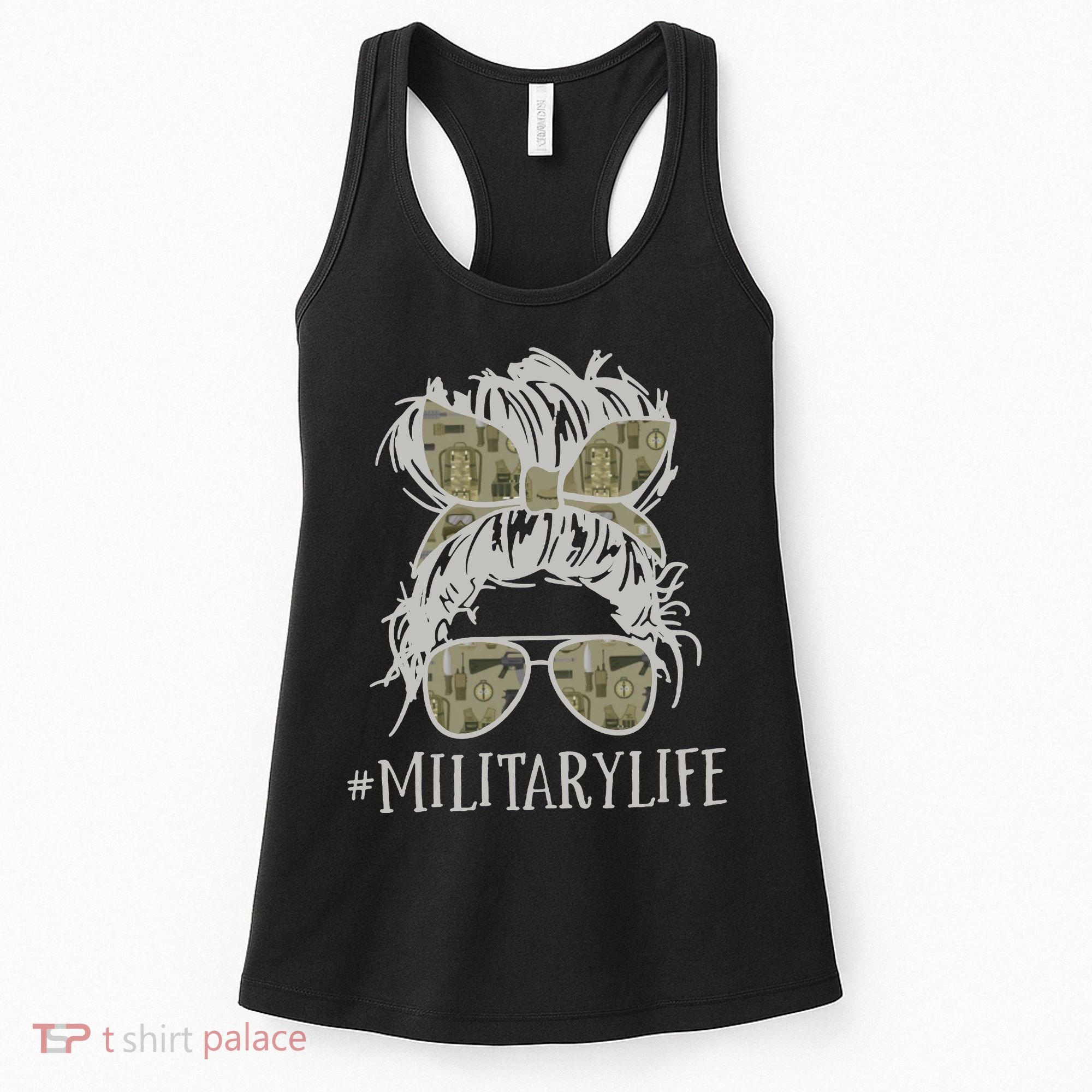 Military Life Messy Bun Wife Women's Tank Top