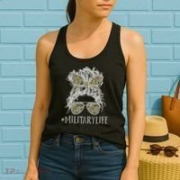 Military Life Messy Bun Wife Women's Tank Top thumb 2