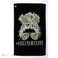 Military Life Messy Bun Wife Golf Towel thumb 0