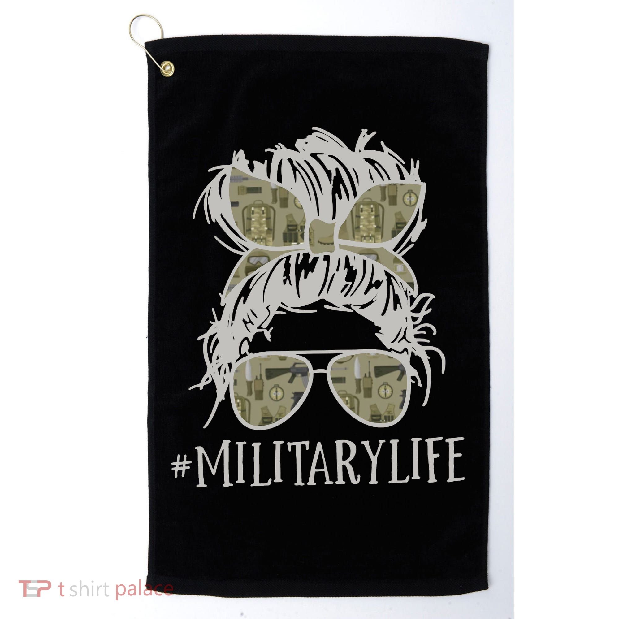 Military Life Messy Bun Wife Golf Towel