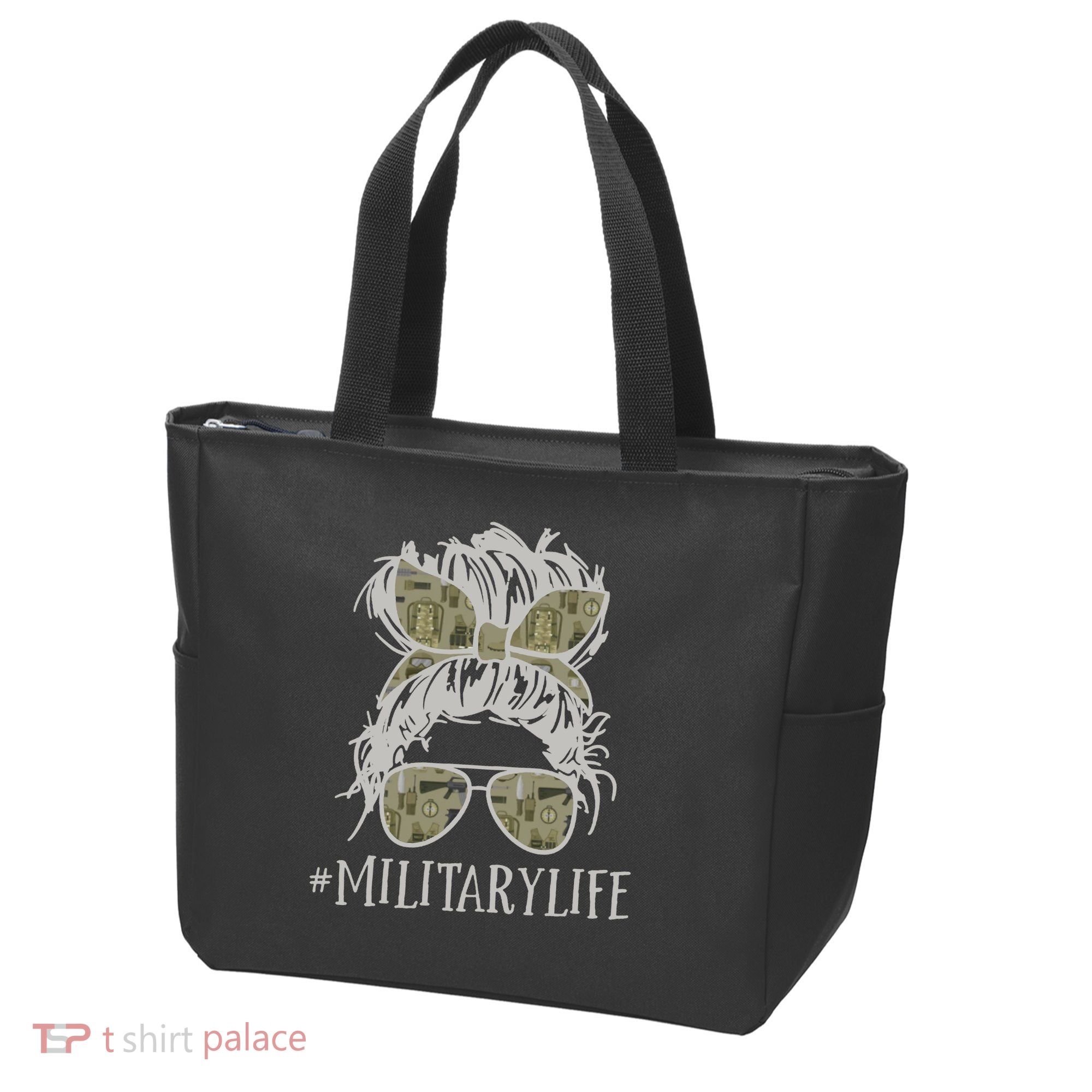 Military Life Messy Bun Wife Tote Bag