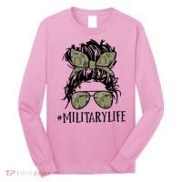 Military Life Messy Bun Wife Long Sleeve Shirt thumb 0
