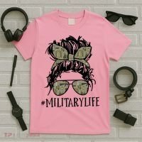 Military Life Messy Bun Wife T-Shirt thumb 5