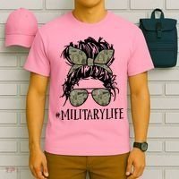 Military Life Messy Bun Wife T-Shirt thumb 6