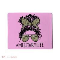 Military Life Messy Bun Wife Mousepad thumb 0