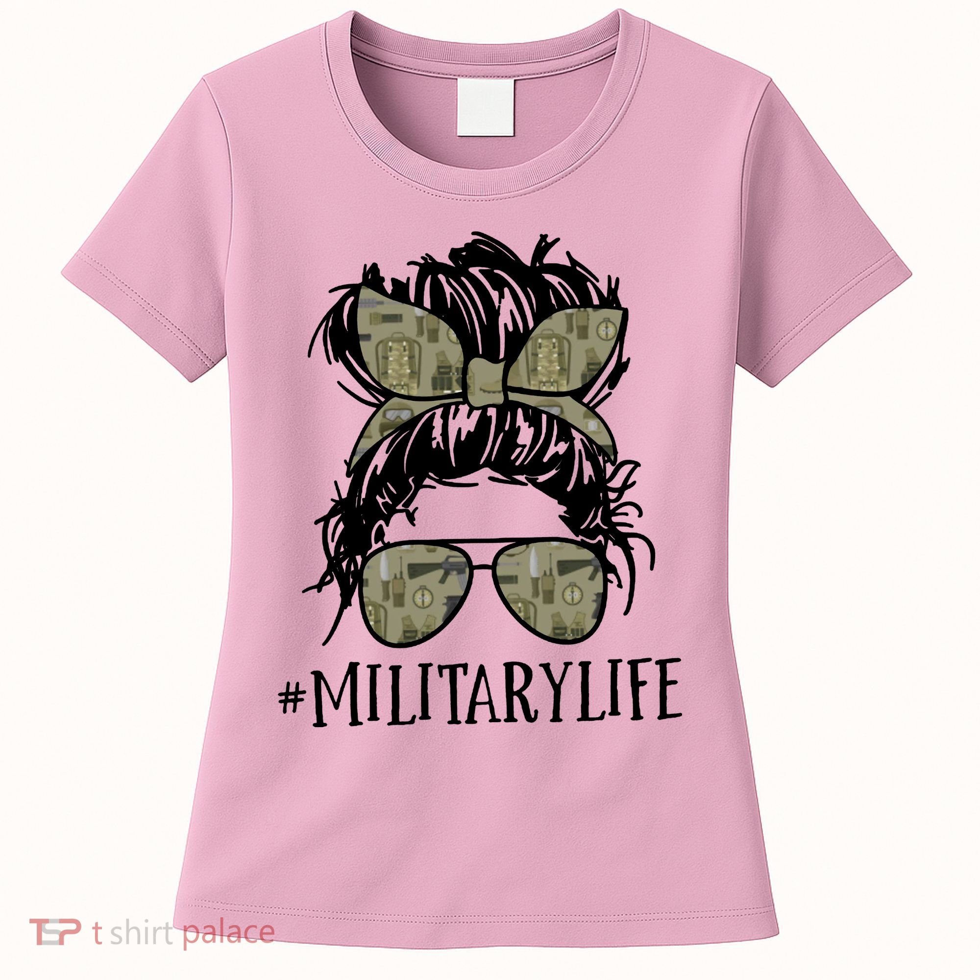 Military Life Messy Bun Wife Women's T-Shirt