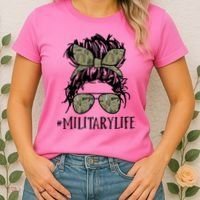 Military Life Messy Bun Wife Women's T-Shirt thumb 2