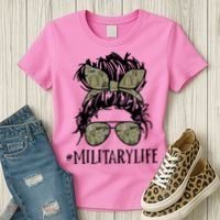 Military Life Messy Bun Wife Women's T-Shirt thumb 3