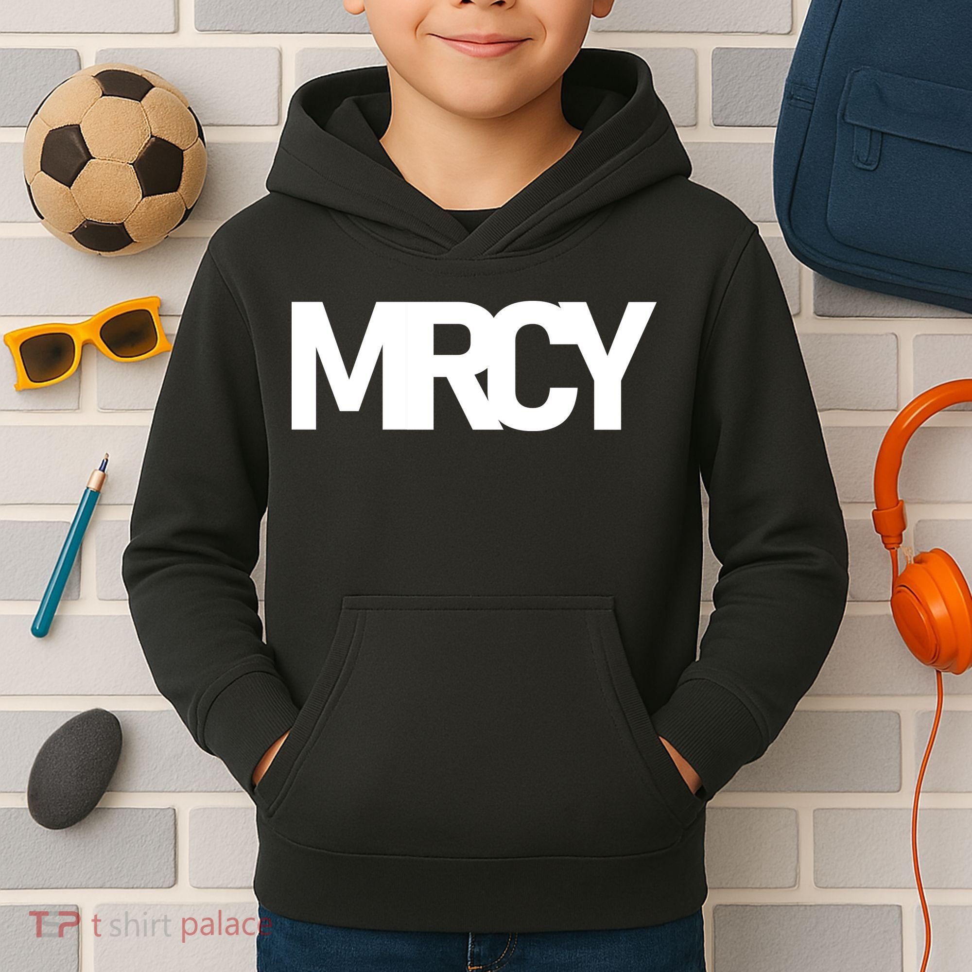 MRCY Logo Mercy Christian Slogan Kids Hoodie