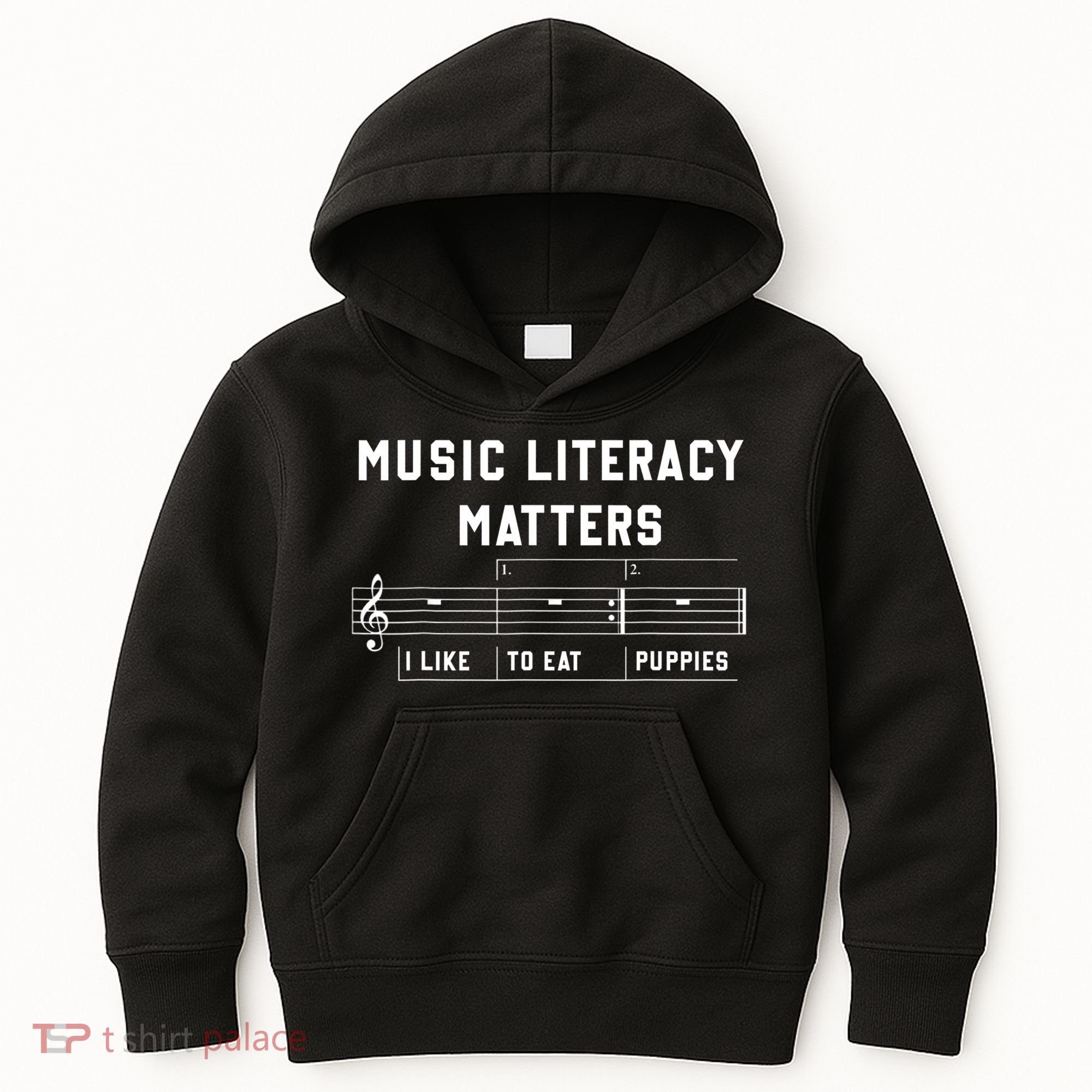 Music Literacy Matters I Like To Eat Puppies Kids Hoodie