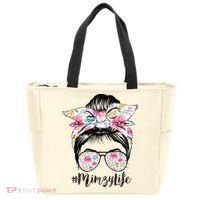 Mimzy Life Messy Hair Bun Floral Mother's Day Tote Bag thumb 0