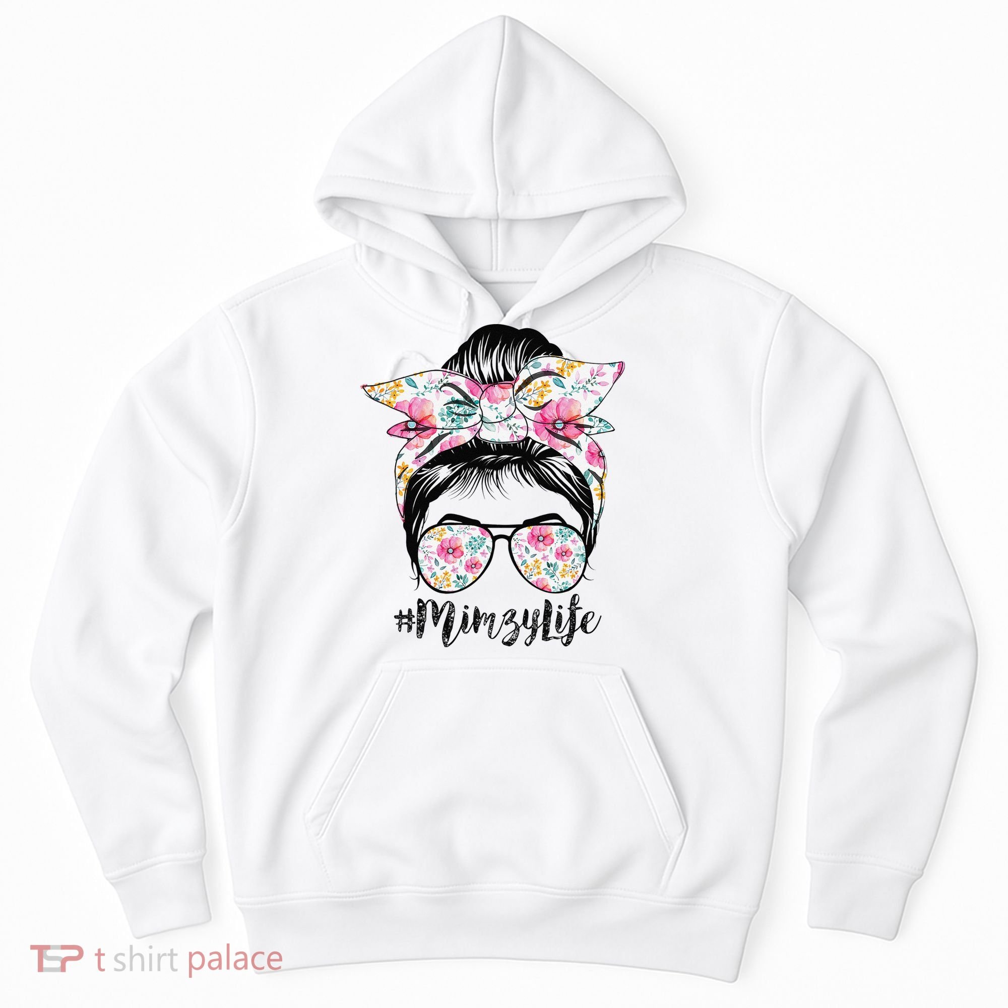 Mimzy Life Messy Hair Bun Floral Mother's Day Hoodie