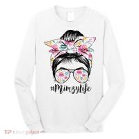 Mimzy Life Messy Hair Bun Floral Mother's Day Long Sleeve Shirt thumb 0