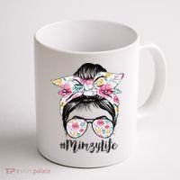 Mimzy Life Messy Hair Bun Floral Mother's Day Coffee Mug thumb 1