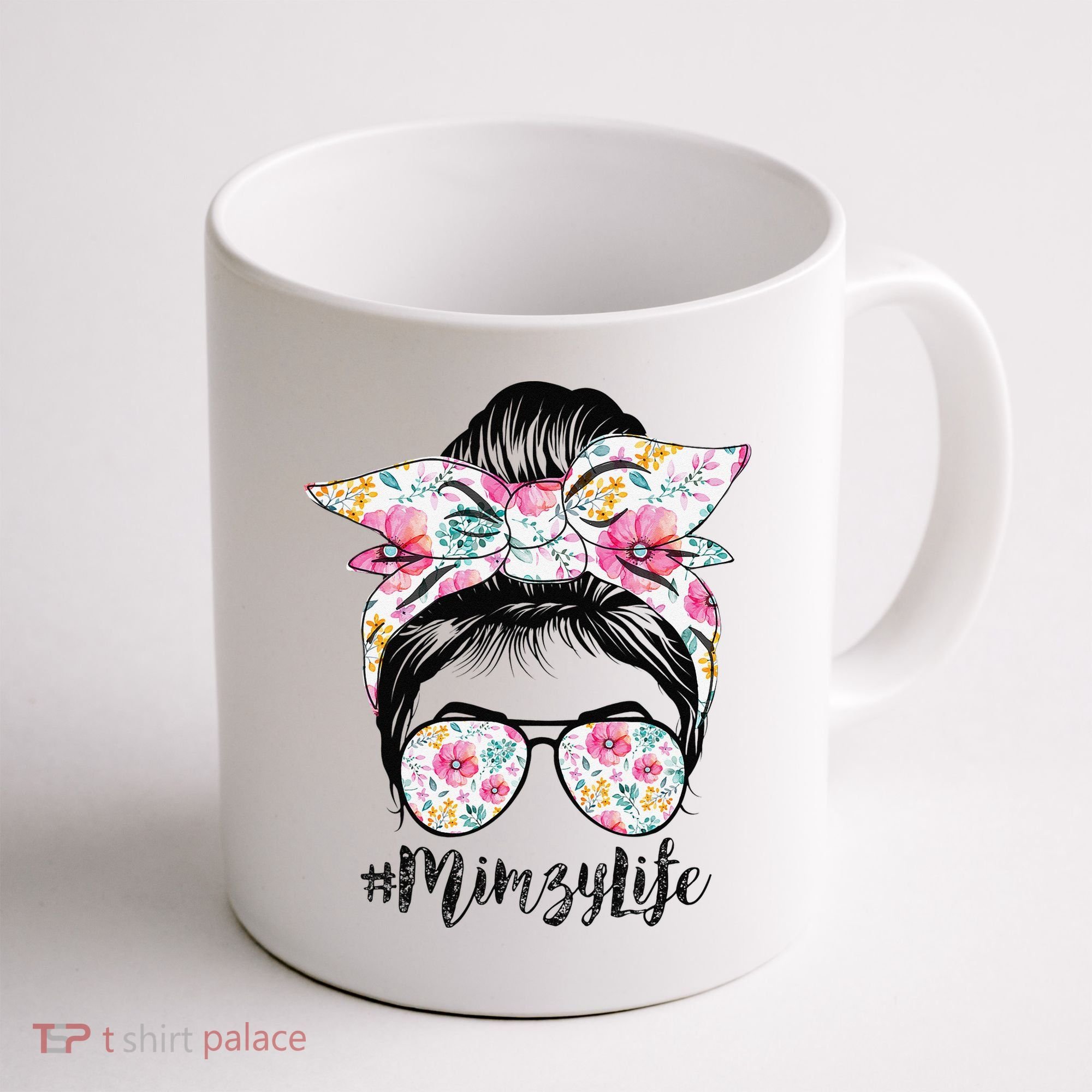 Mimzy Life Messy Hair Bun Floral Mother's Day Coffee Mug