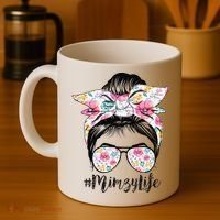 Mimzy Life Messy Hair Bun Floral Mother's Day Coffee Mug thumb 4