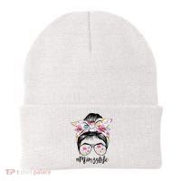 Mimzy Life Messy Hair Bun Floral Mother's Day Beanie thumb 0