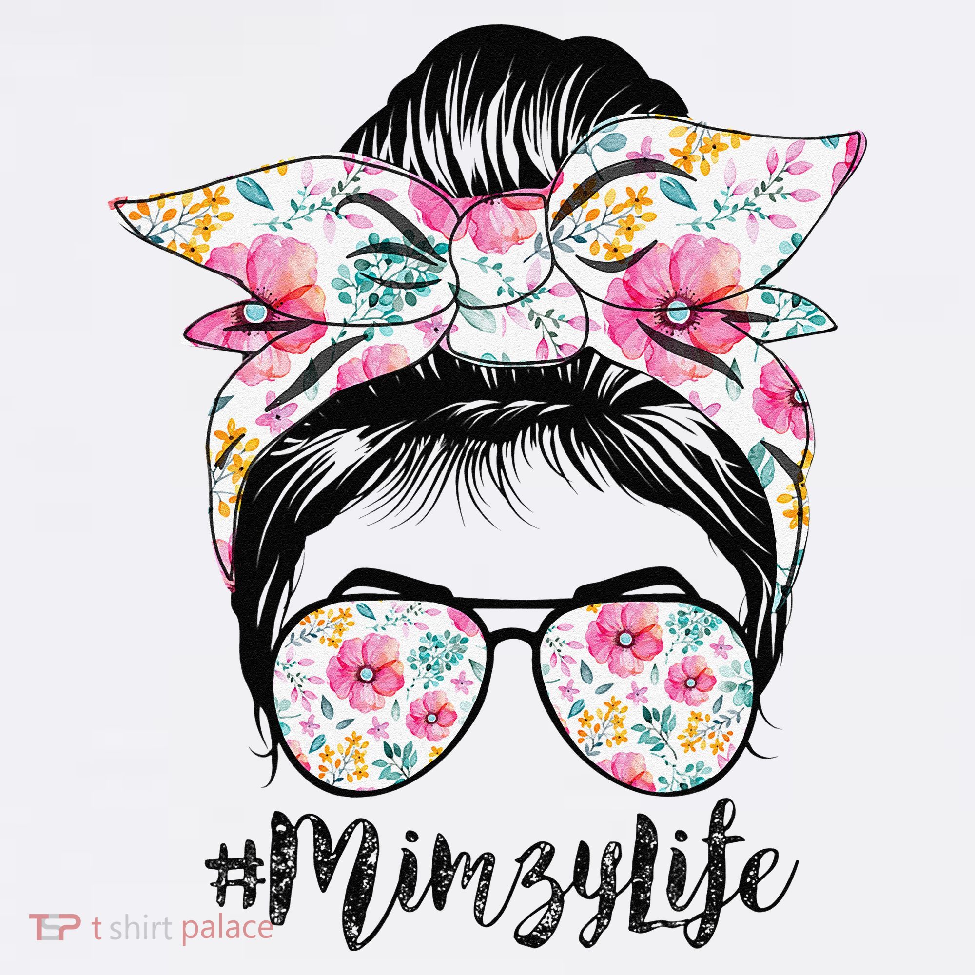 Mimzy Life Messy Hair Bun Floral Mother's Day Women's Hoodie