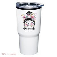 Mimzy Life Messy Hair Bun Floral Mother's Day Tumbler thumb 0