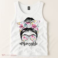Mimzy Life Messy Hair Bun Floral Mother's Day Tank Top thumb 2