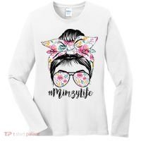 Mimzy Life Messy Hair Bun Floral Mother's Day Women's Long Sleeve Shirt thumb 0