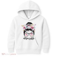 Mimzy Life Messy Hair Bun Floral Mother's Day Kids Hoodie thumb 0