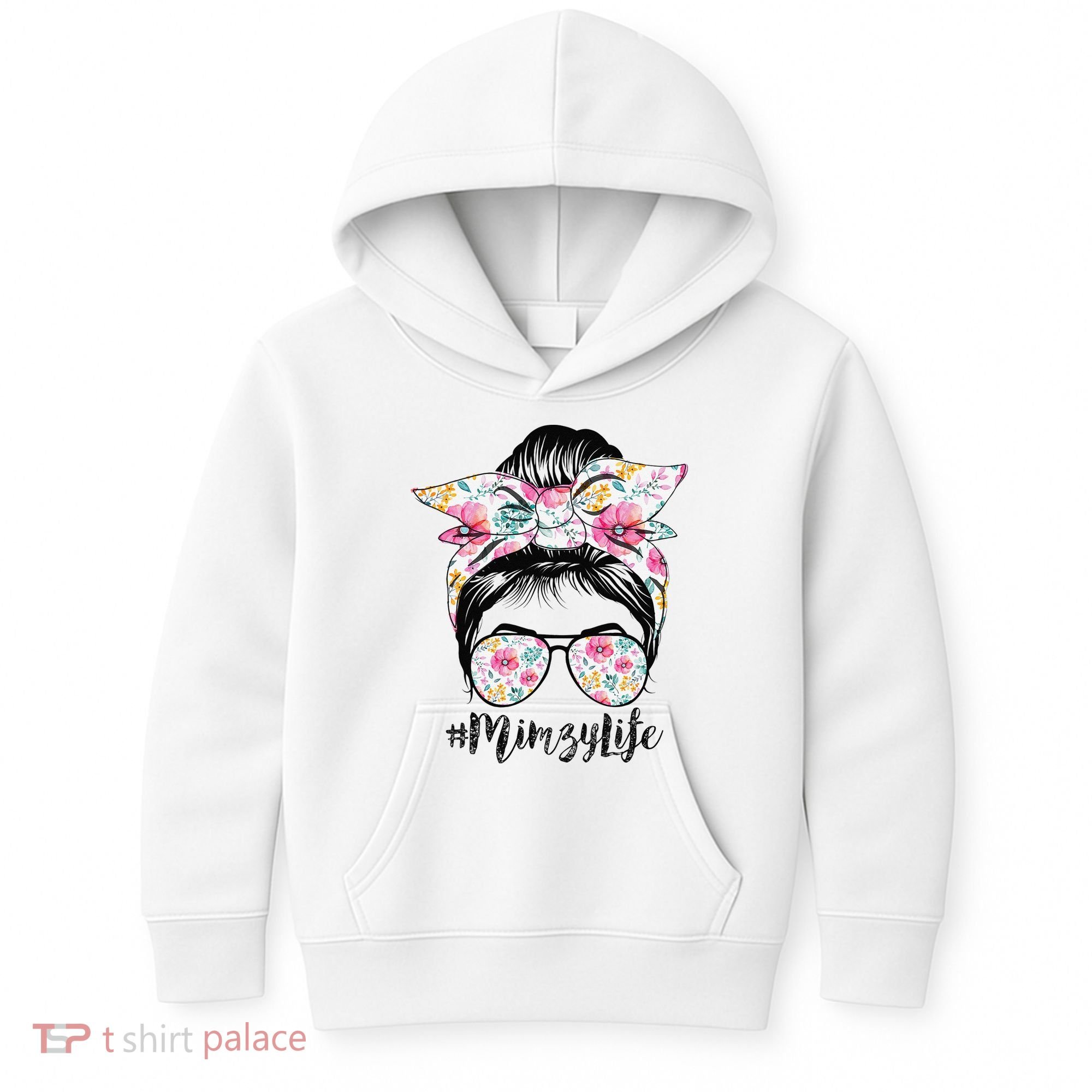 Mimzy Life Messy Hair Bun Floral Mother's Day Kids Hoodie