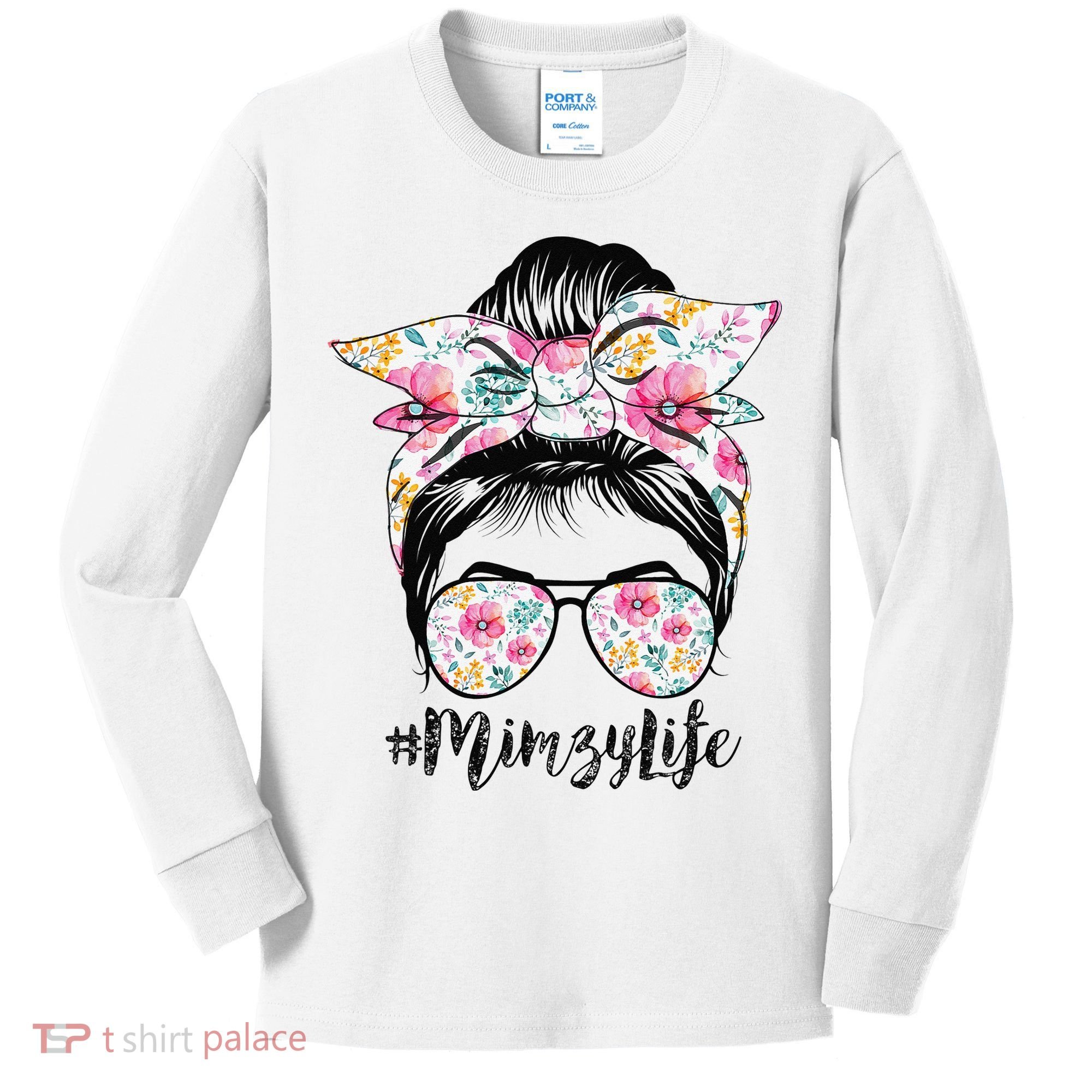Mimzy Life Messy Hair Bun Floral Mother's Day Kids Long Sleeve Shirt