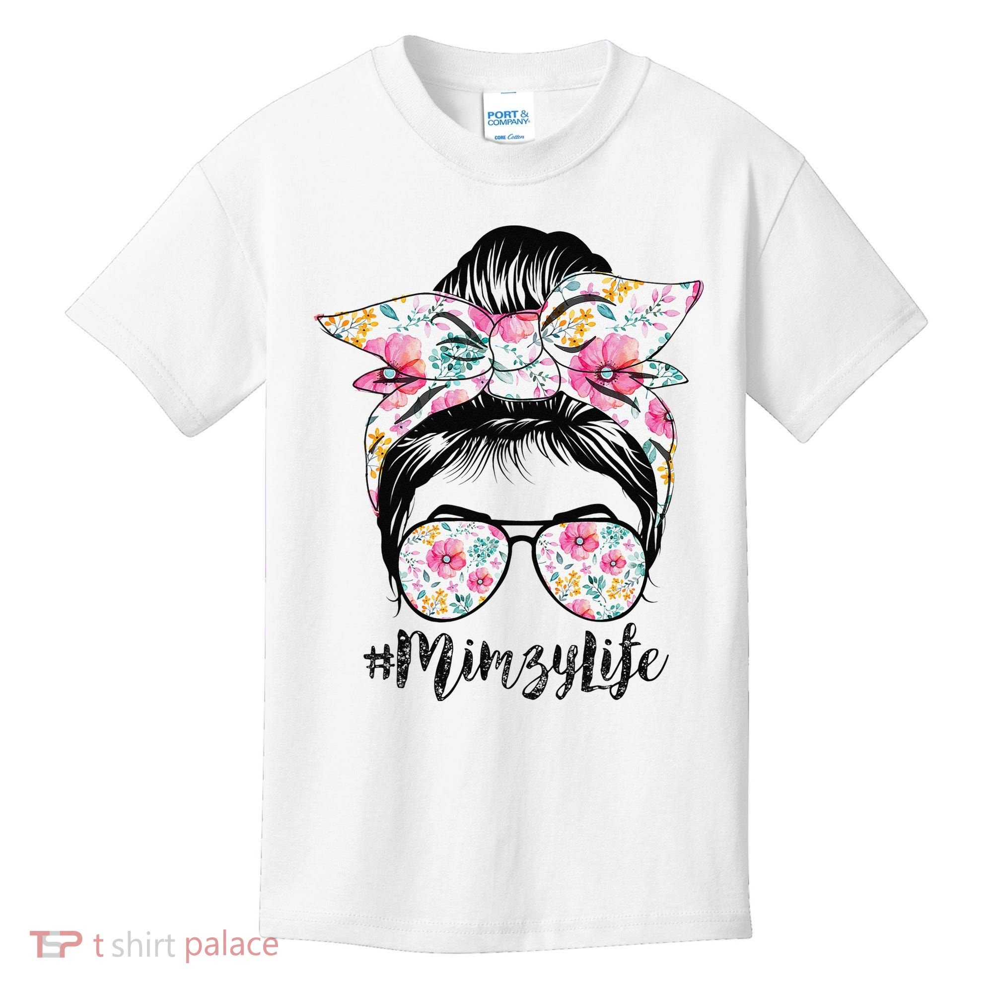 Mimzy Life Messy Hair Bun Floral Mother's Day Kids T-Shirt