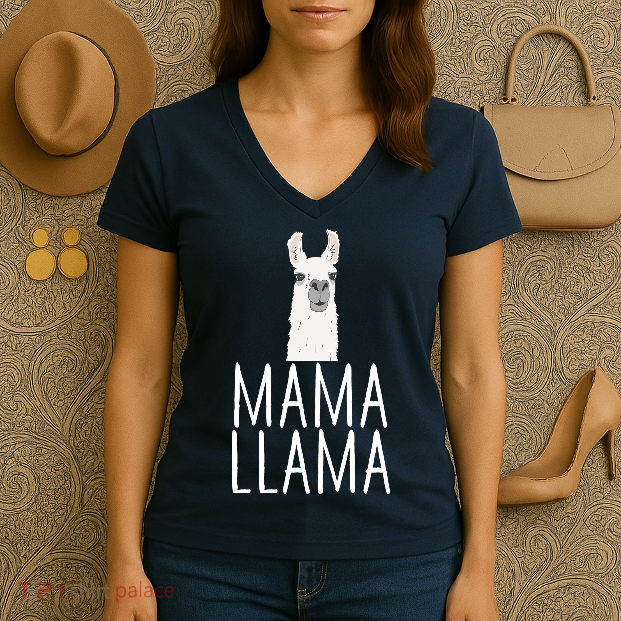 Mama Llama Women's V-Neck T-Shirt