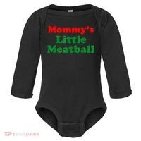 Mommys Little Meatball Funny Italian Joke Baby Long Sleeve Bodysuit thumb 0