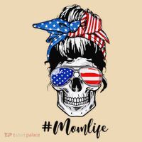 Mom Life Messy Bun Sugar Skull American Flag 4th Of July Tote Bag thumb 4