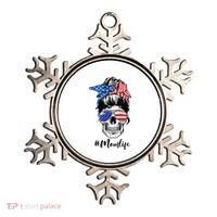 Mom Life Messy Bun Sugar Skull American Flag 4th Of July Ornament thumb 0