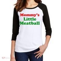 Mommys Little Meatball Funny Italian Joke Women's Tri-Blend 3/4-Sleeve Raglan Shirt thumb 2