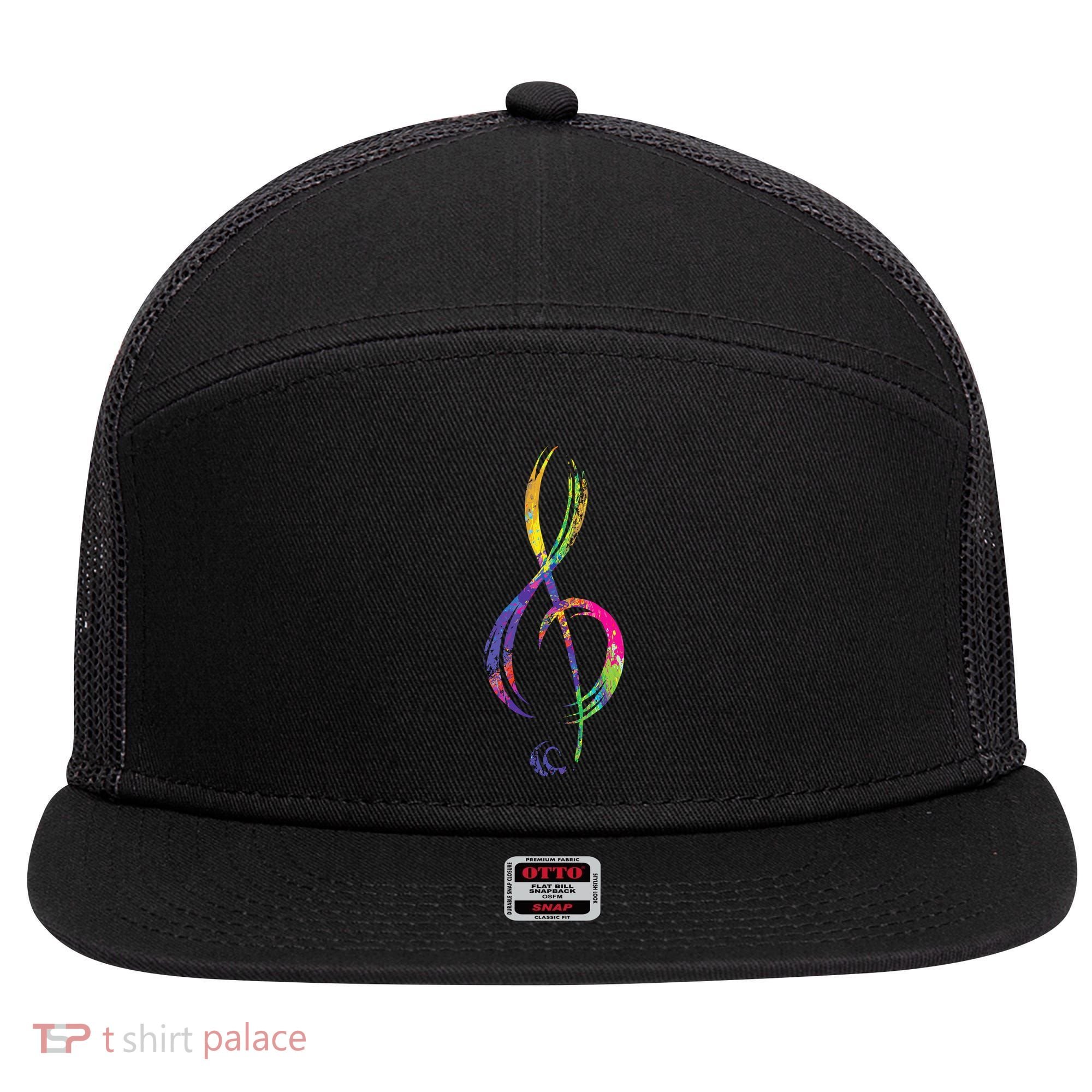 Musican Lover Musical Notes Just Music 7 Panel Mesh Trucker Snapback Hat