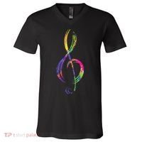Musican Lover Musical Notes Just Music V-Neck T-Shirt thumb 0