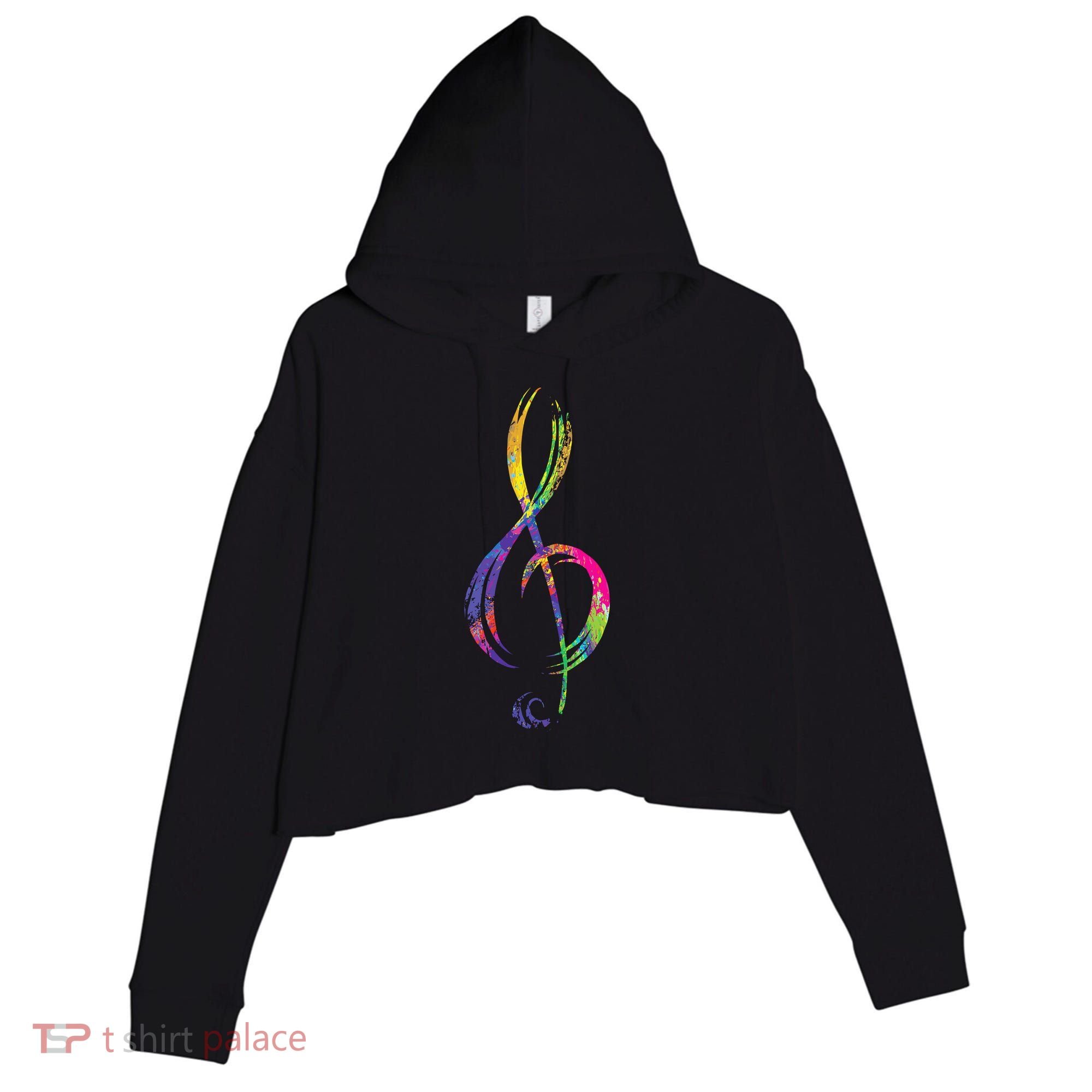 Musican Lover Musical Notes Just Music Crop Fleece Hoodie