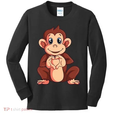 Monkey Lover Kids Long Sleeve Shirt
