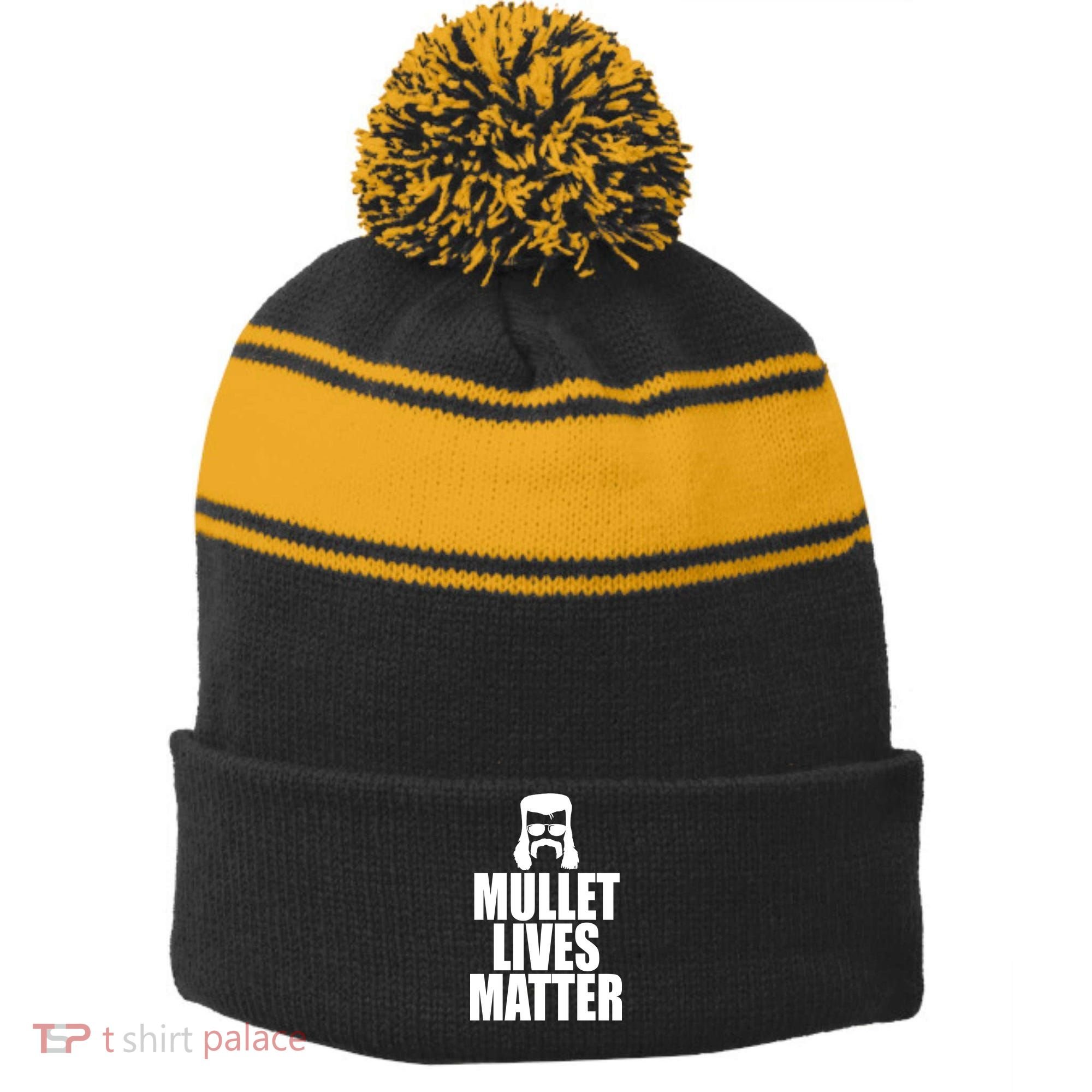 Mullet Lives Matter Stripe Pom Pom Beanie