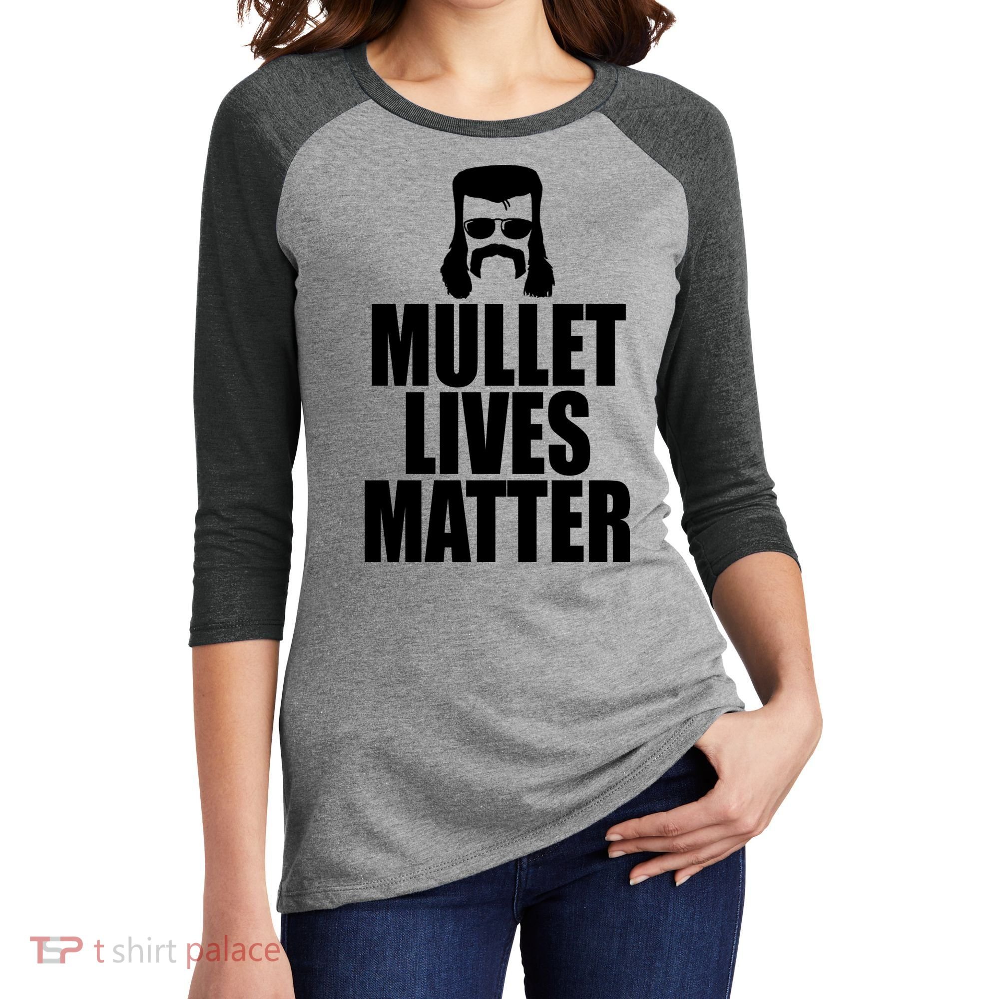 Mullet Lives Matter Women's Tri-Blend 3/4-Sleeve Raglan Shirt