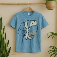 Monstera Leaf Monstera Deliciosa Cheese Plant Line Art Gift T-Shirt thumb 2