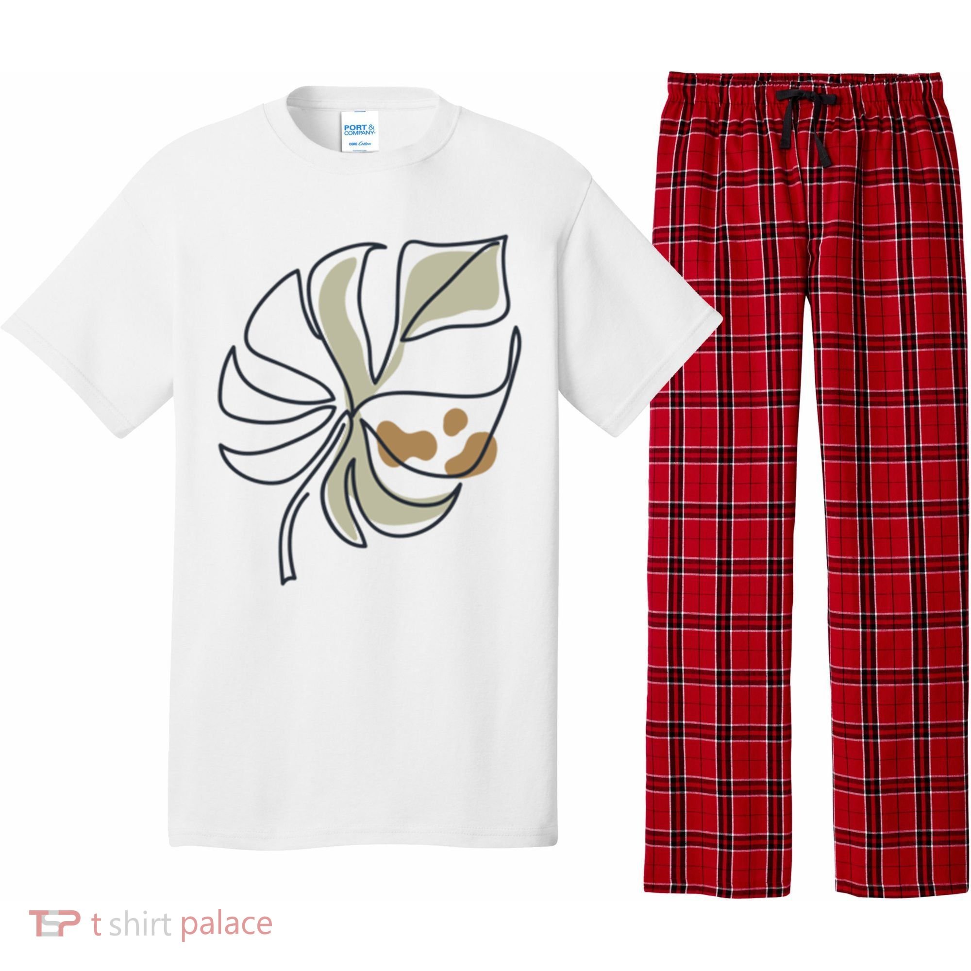 Monstera Leaf Monstera Deliciosa Cheese Plant Line Art Gift Pajama Set