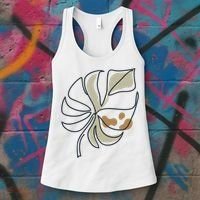 Monstera Leaf Monstera Deliciosa Cheese Plant Line Art Gift Women's Tank Top thumb 3