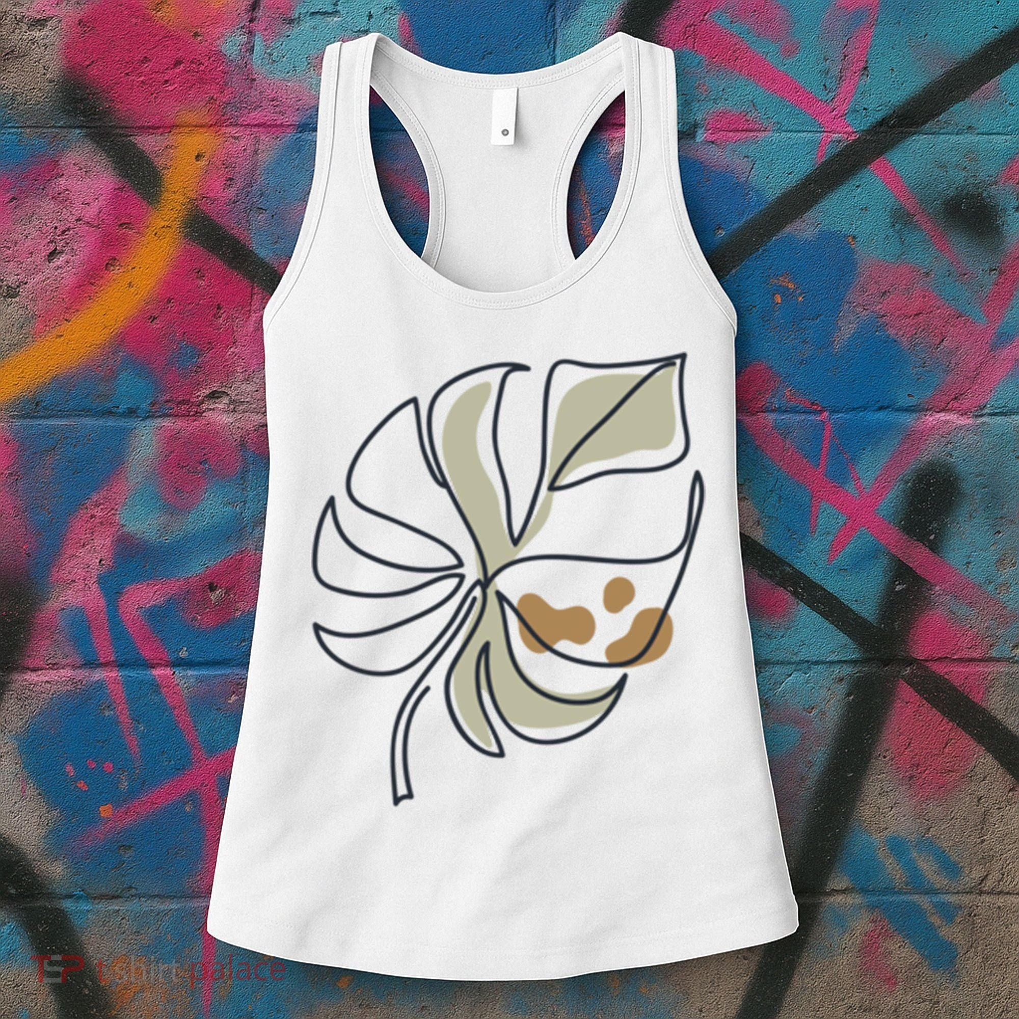 Monstera Leaf Monstera Deliciosa Cheese Plant Line Art Gift Women's Tank Top