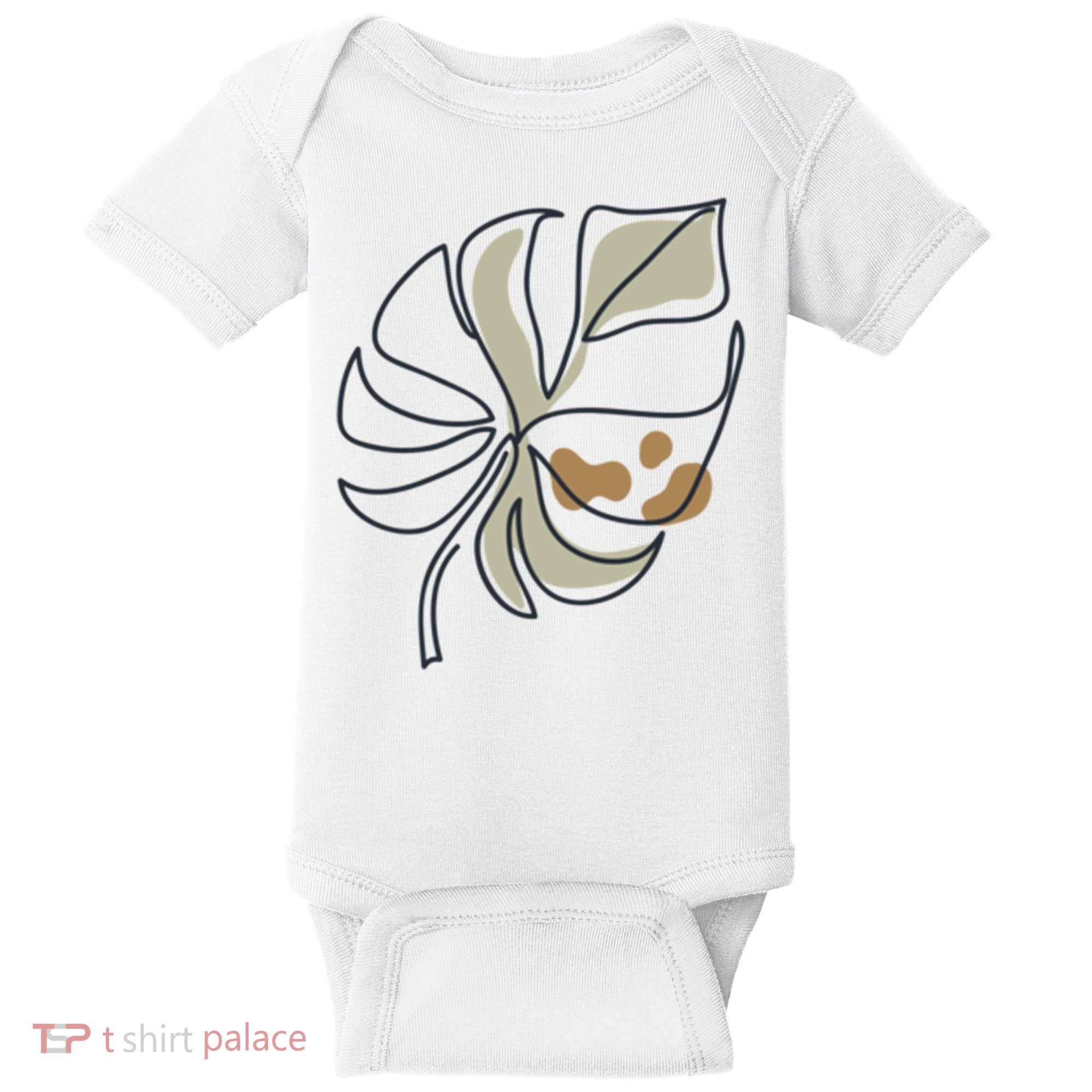 Monstera Leaf Monstera Deliciosa Cheese Plant Line Art Gift Baby Bodysuit