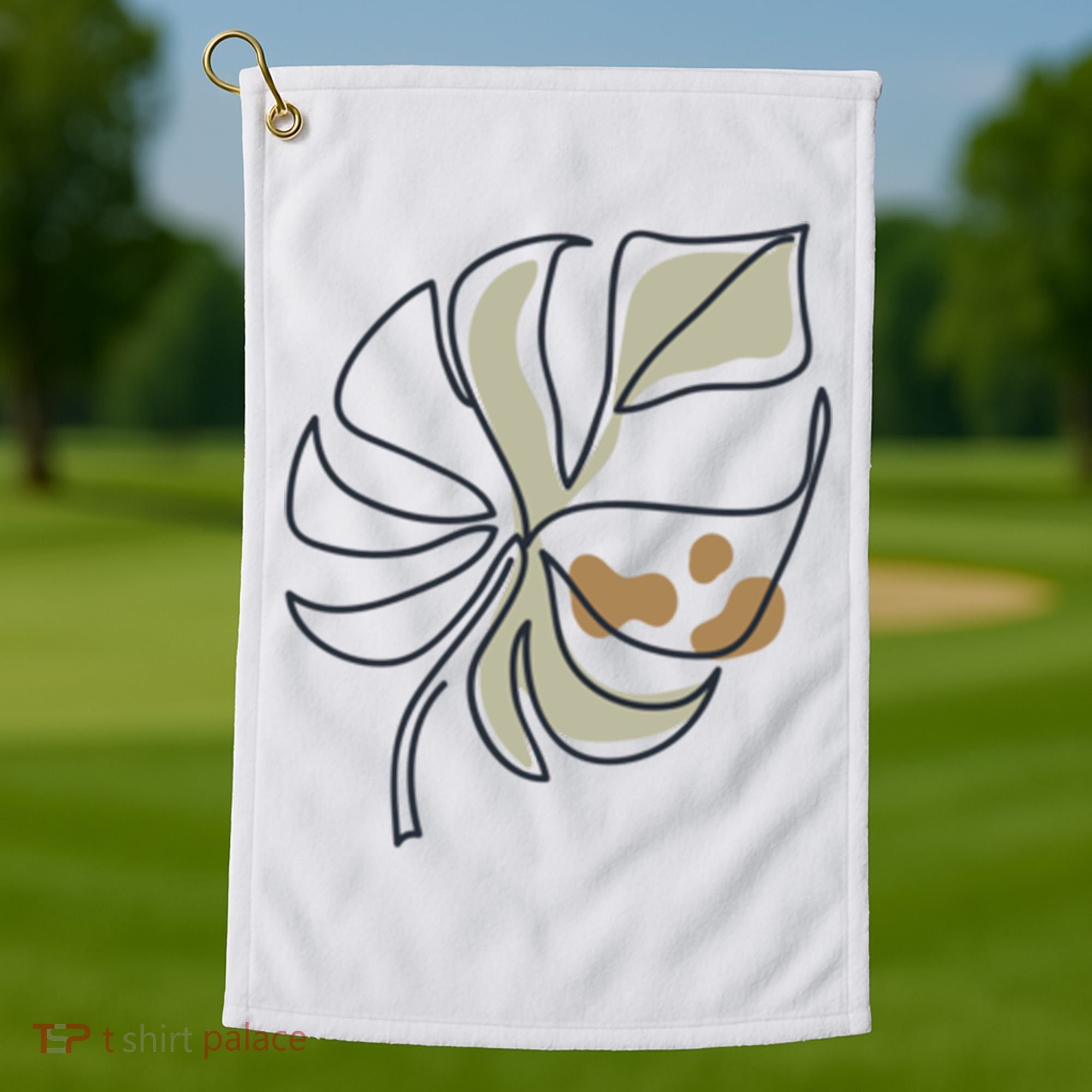 Monstera Leaf Monstera Deliciosa Cheese Plant Line Art Gift Golf Towel